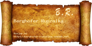 Berghofer Ruszalka névjegykártya
